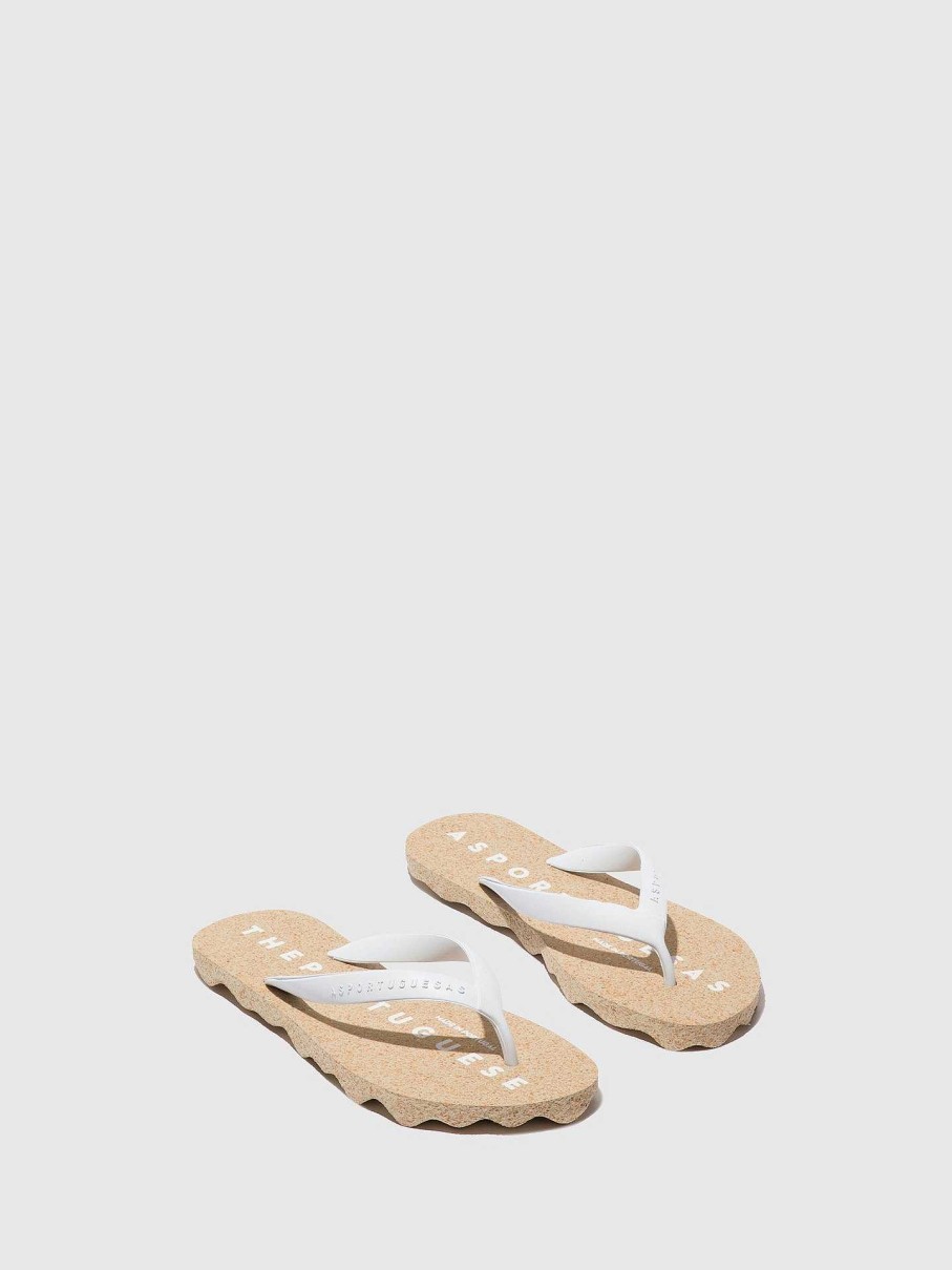 Women ASPORTUGUESAS Base | Beach Flip-Flops Base Natural & White Strap