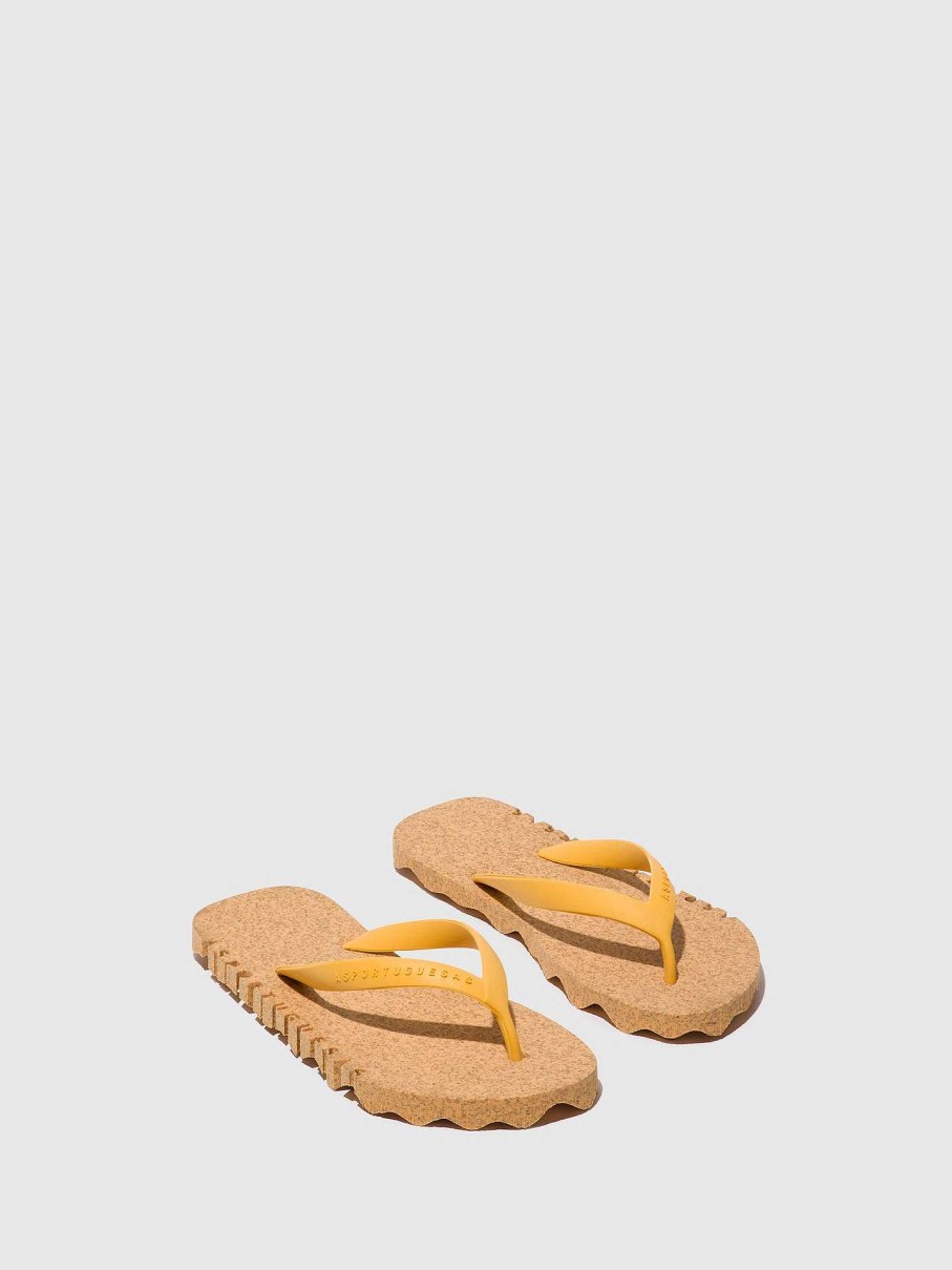 Women ASPORTUGUESAS Bumpy | Beach Flip-Flops Bumpy Yellow & Yellow Strap