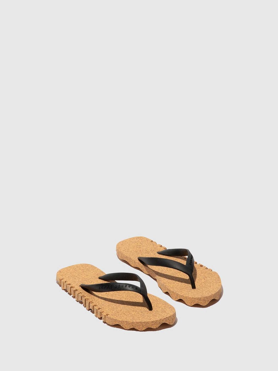 Women ASPORTUGUESAS Bumpy | Beach Flip-Flops Bumpy Yellow & Black Strap