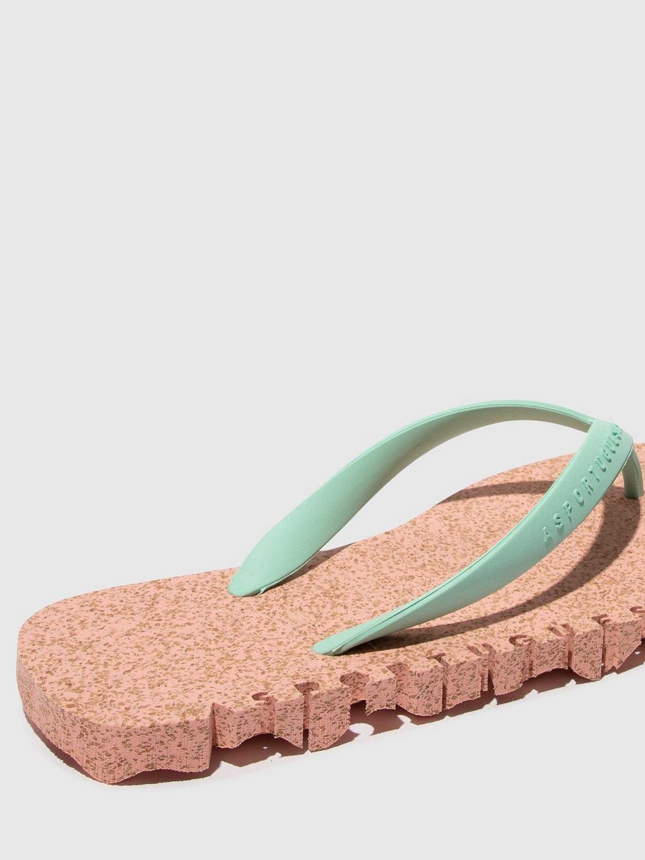 Women ASPORTUGUESAS Bumpy | Beach Flip-Flops Bumpy Pink & Mint Strap