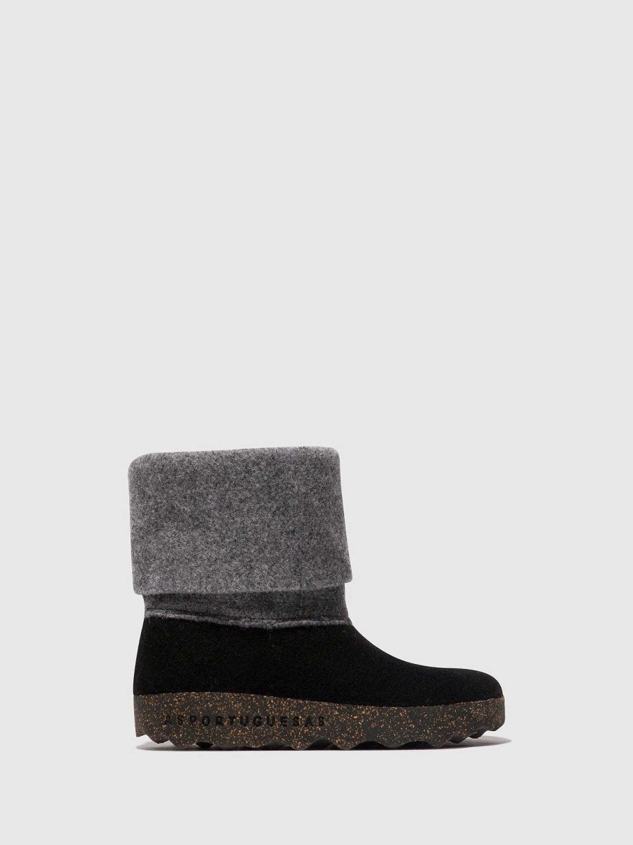 Women ASPORTUGUESAS Cady | Round Toe Boots Cady Black/Concrete