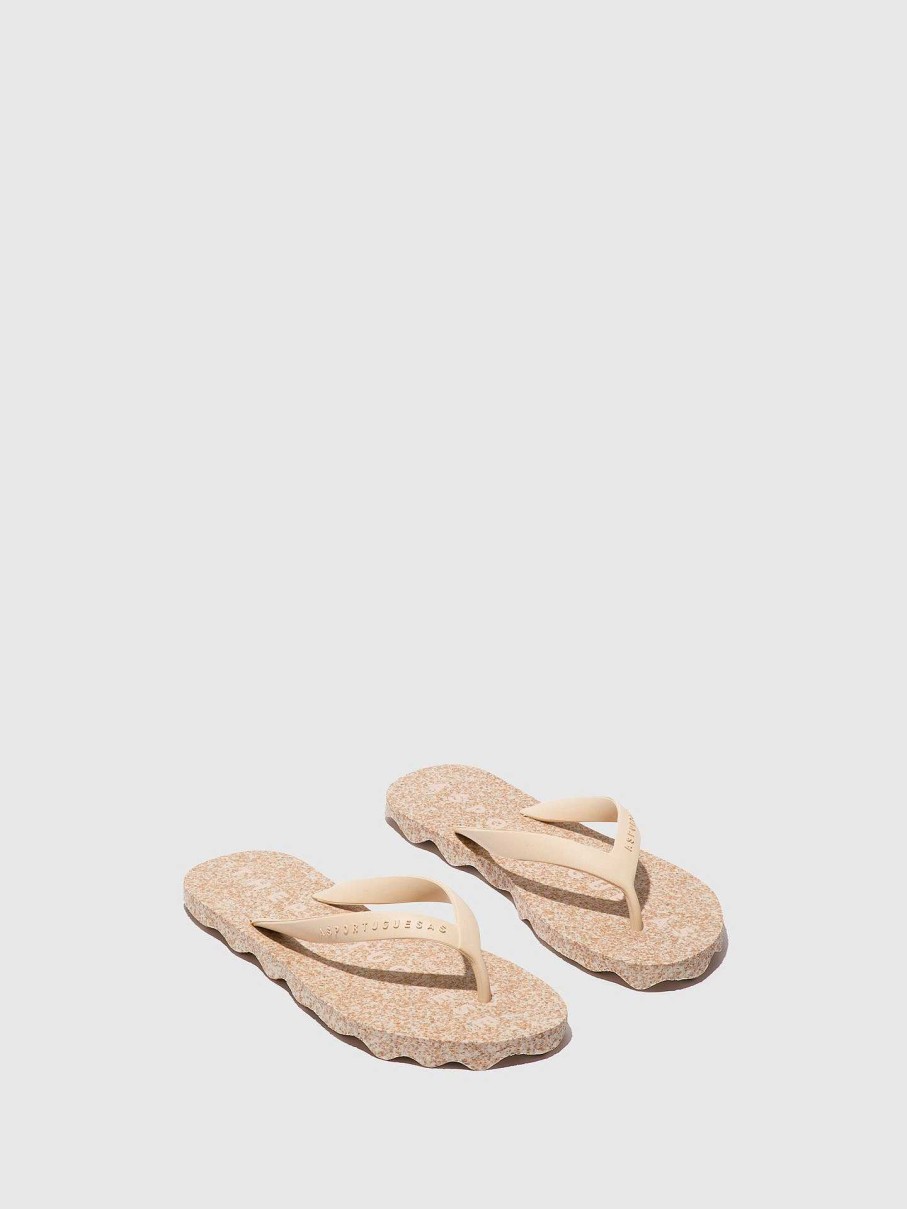 Women ASPORTUGUESAS Base | Beach Flip-Flops Base Milky & Cream Strap