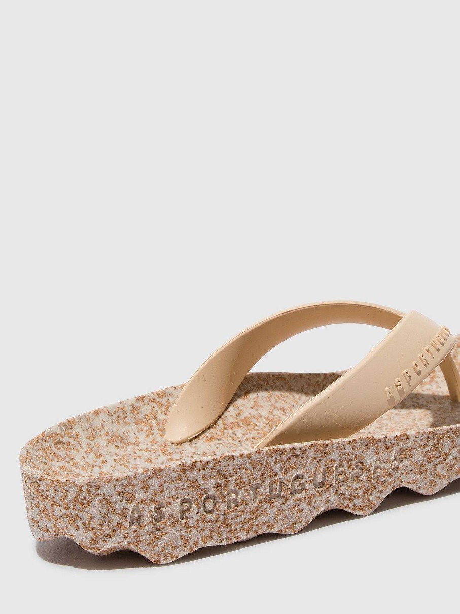 Women ASPORTUGUESAS Feel | Platform Flip-Flops Feel Milky & Beige Strap