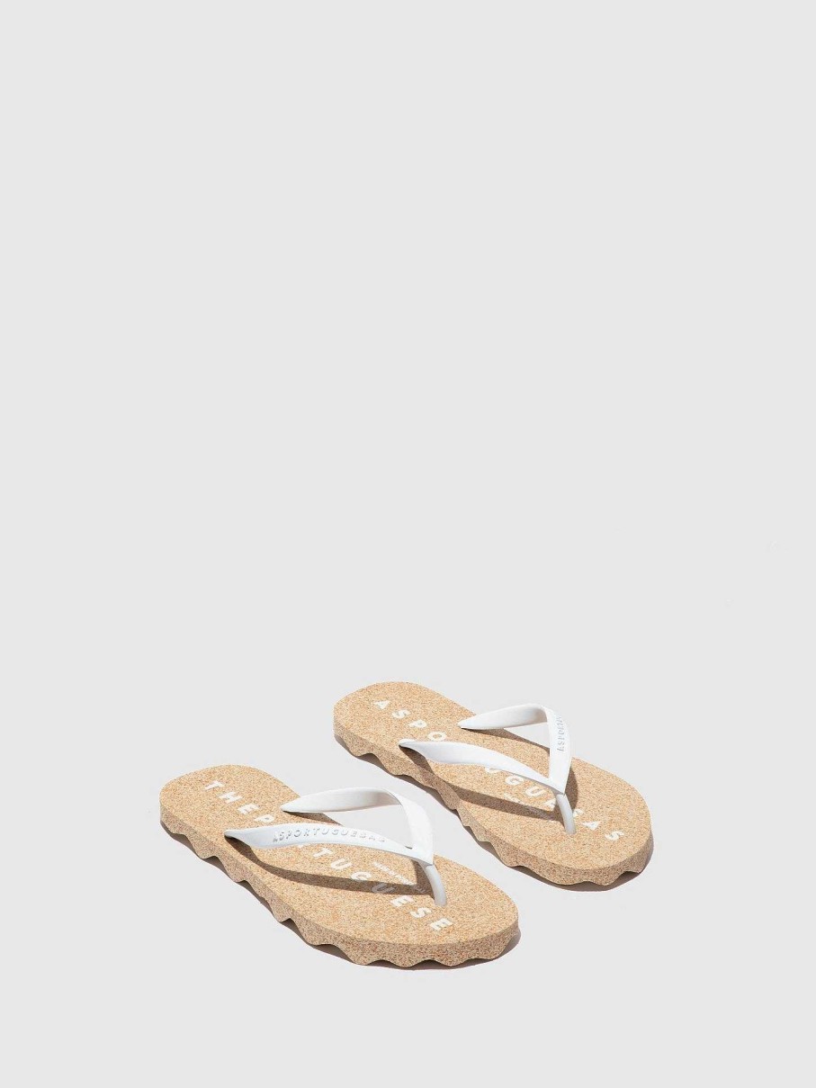 Women ASPORTUGUESAS Base | Beach Flip-Flops Base White Rubber Strap