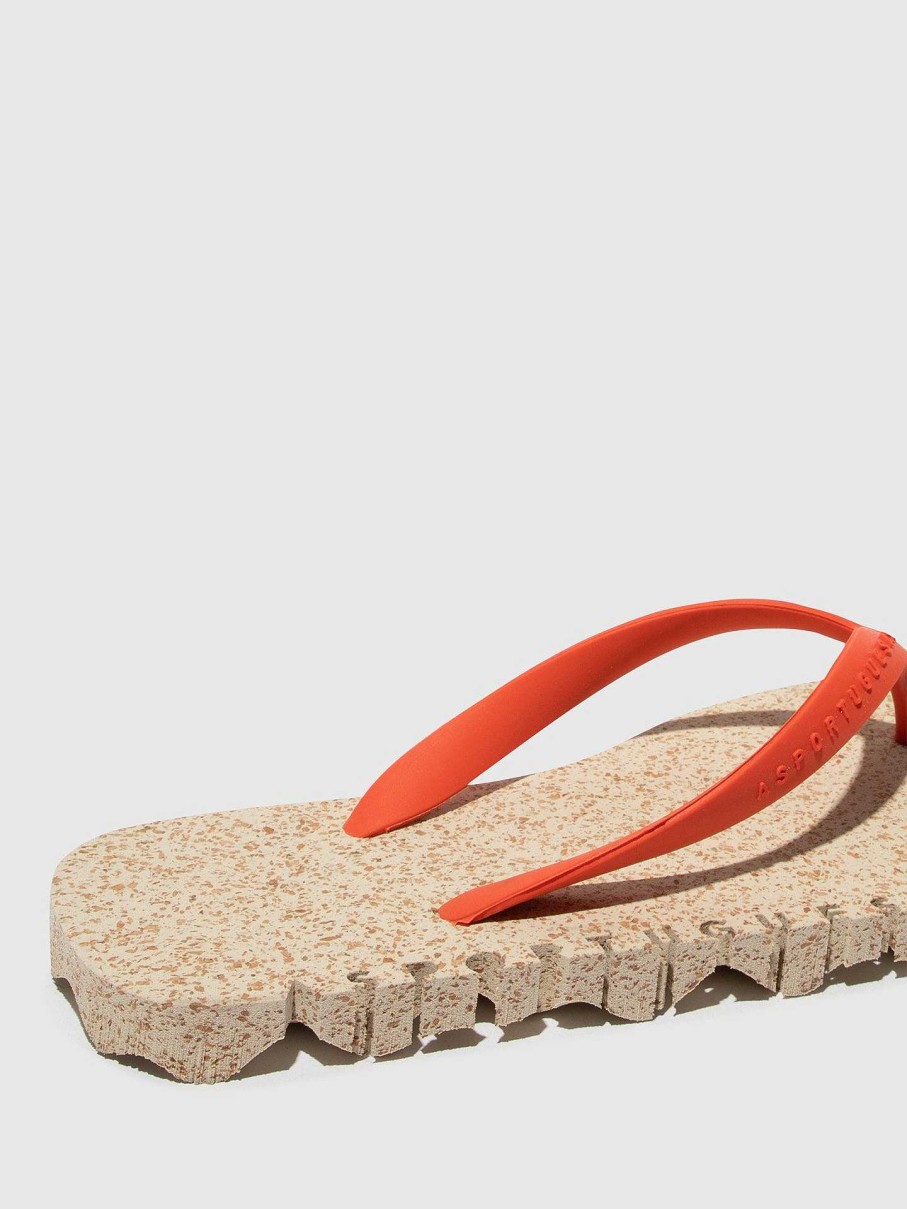 Women ASPORTUGUESAS Bumpy | Beach Flip-Flops Bumpy Natural & Red Strap