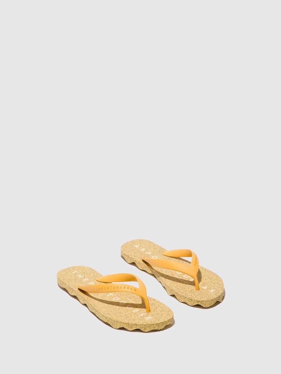 Women ASPORTUGUESAS Base | Beach Flip-Flops Base Yellow & Yellow Strap