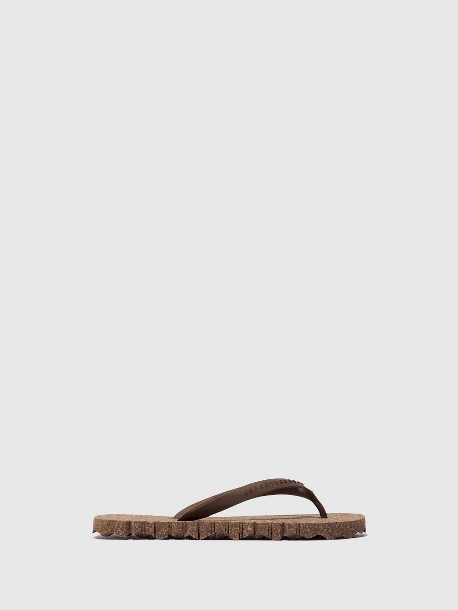 Women ASPORTUGUESAS Bumpy | Beach Flip-Flops Bumpy Brown & Brown Strap