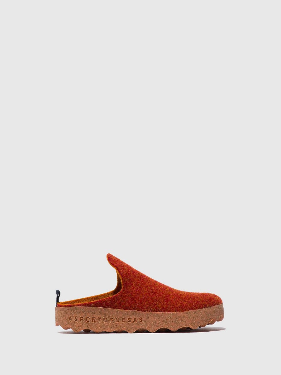 Women ASPORTUGUESAS Come | Round Toe Mules Come Red Orange