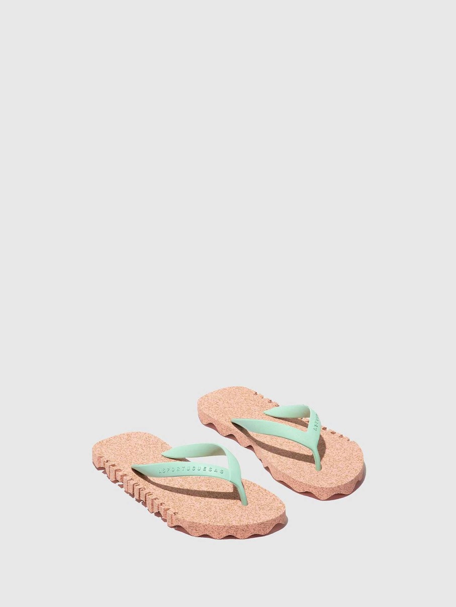 Women ASPORTUGUESAS Bumpy | Beach Flip-Flops Bumpy Pink & Mint Strap