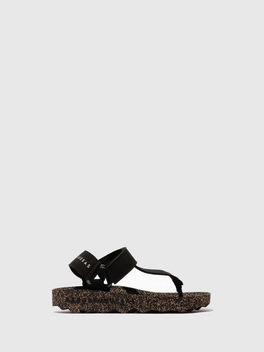 Women ASPORTUGUESAS Fizz | Thong Sandals Fizz Black Suede