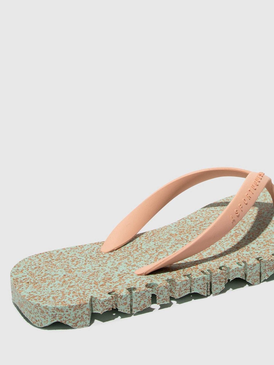 Women ASPORTUGUESAS Bumpy | Beach Flip-Flops Bumpy Mint & Pink Strap