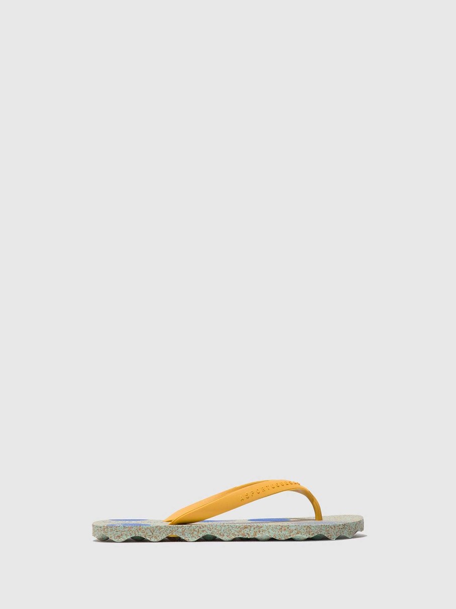 Women ASPORTUGUESAS Corals | Beach Flip-Flops Corals Mint & Yellow Strap