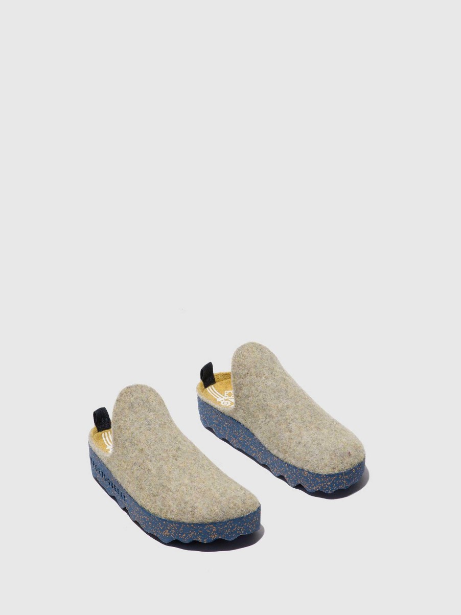 Women ASPORTUGUESAS Come | Round Toe Mules Come Grey Yellow