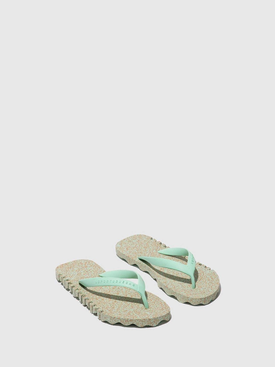 Women ASPORTUGUESAS Bumpy | Beach Flip-Flops Bumpy Mint & Mint Strap