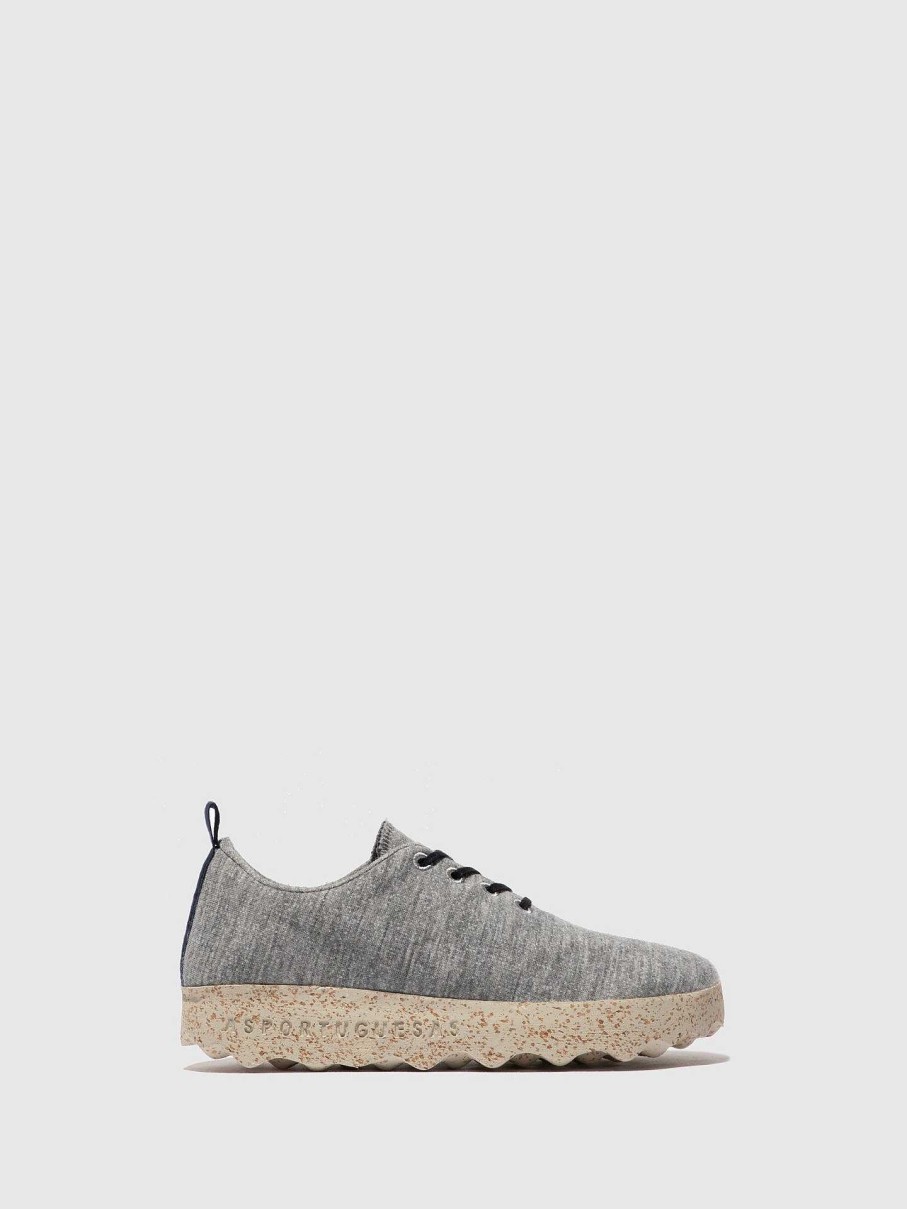 Women ASPORTUGUESAS Camp | Lace-Up Trainers Camp Grey Merino Wool