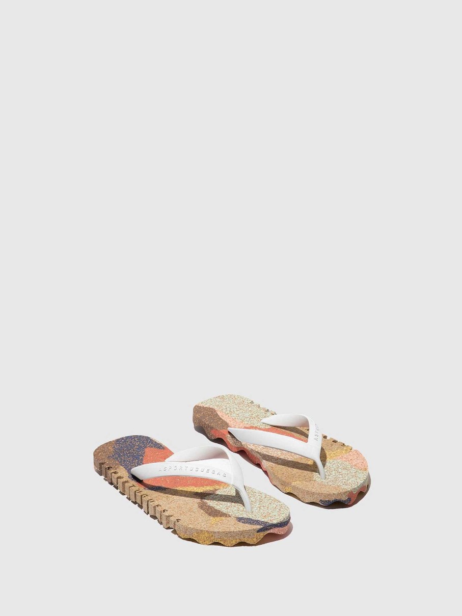 Women ASPORTUGUESAS Bumpy | Beach Flip-Flops Bumpy Multi. & White Strap