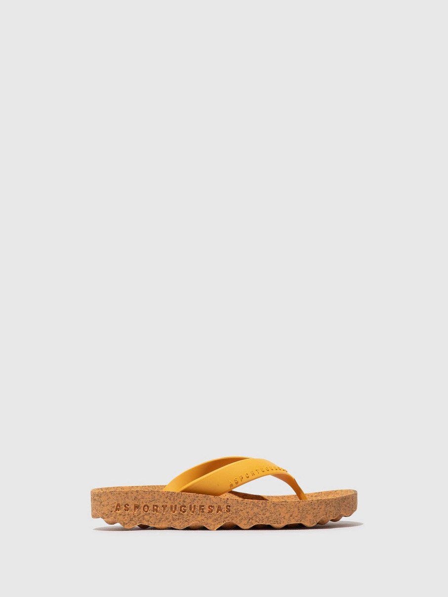 Women ASPORTUGUESAS Feel | Platform Flip-Flops Feel Yellow & Yellow Strap