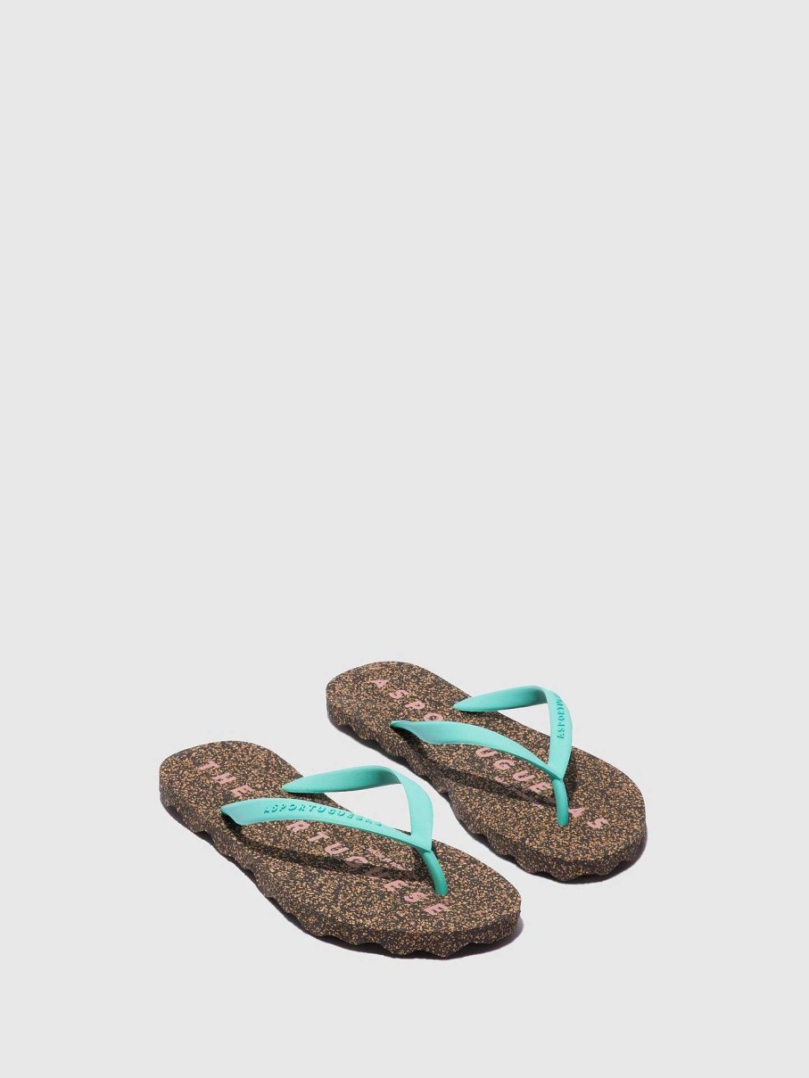 Women ASPORTUGUESAS Base | Beach Flip-Flops Base Blue Rubber Strap