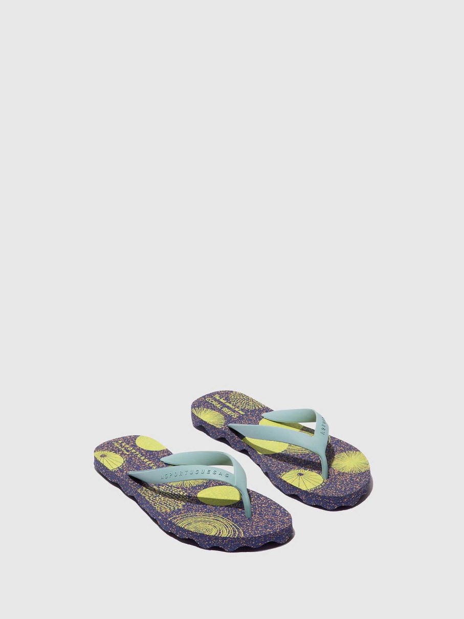 Women ASPORTUGUESAS Corals | Beach Flip-Flops Corals Blue & Cloud Strap