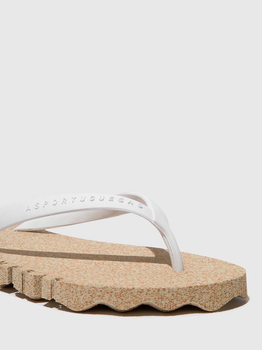 Women ASPORTUGUESAS Bumpy | Beach Flip-Flops Bumpy Natural & White Strap