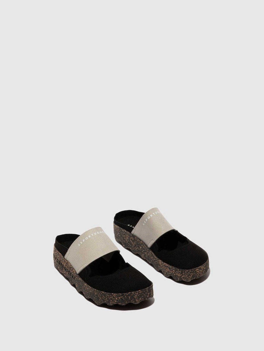 Women ASPORTUGUESAS Cana | Round Toe Mules Cana Black