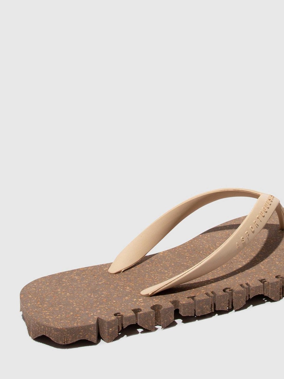 Women ASPORTUGUESAS Bumpy | Beach Flip-Flops Bumpy Brown & Cream Strap