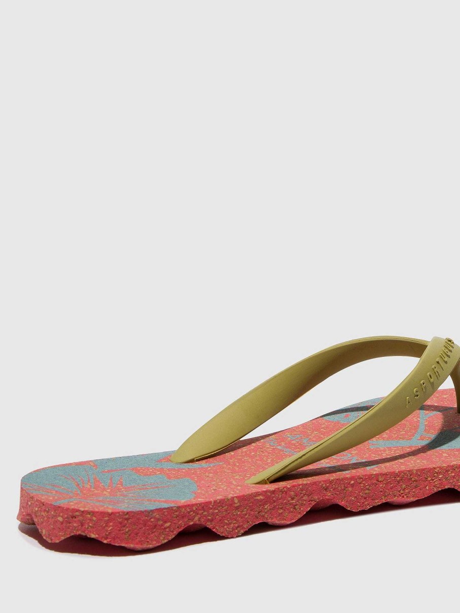 Women ASPORTUGUESAS Amazonia | Beach Flip-Flops Amazonia Red & Mlt. Gold Strap