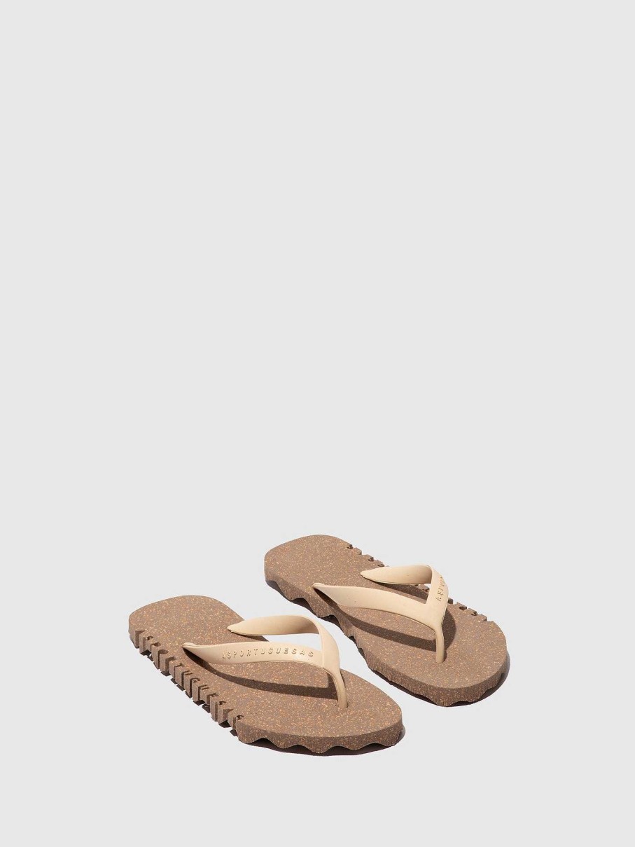 Women ASPORTUGUESAS Bumpy | Beach Flip-Flops Bumpy Brown & Cream Strap