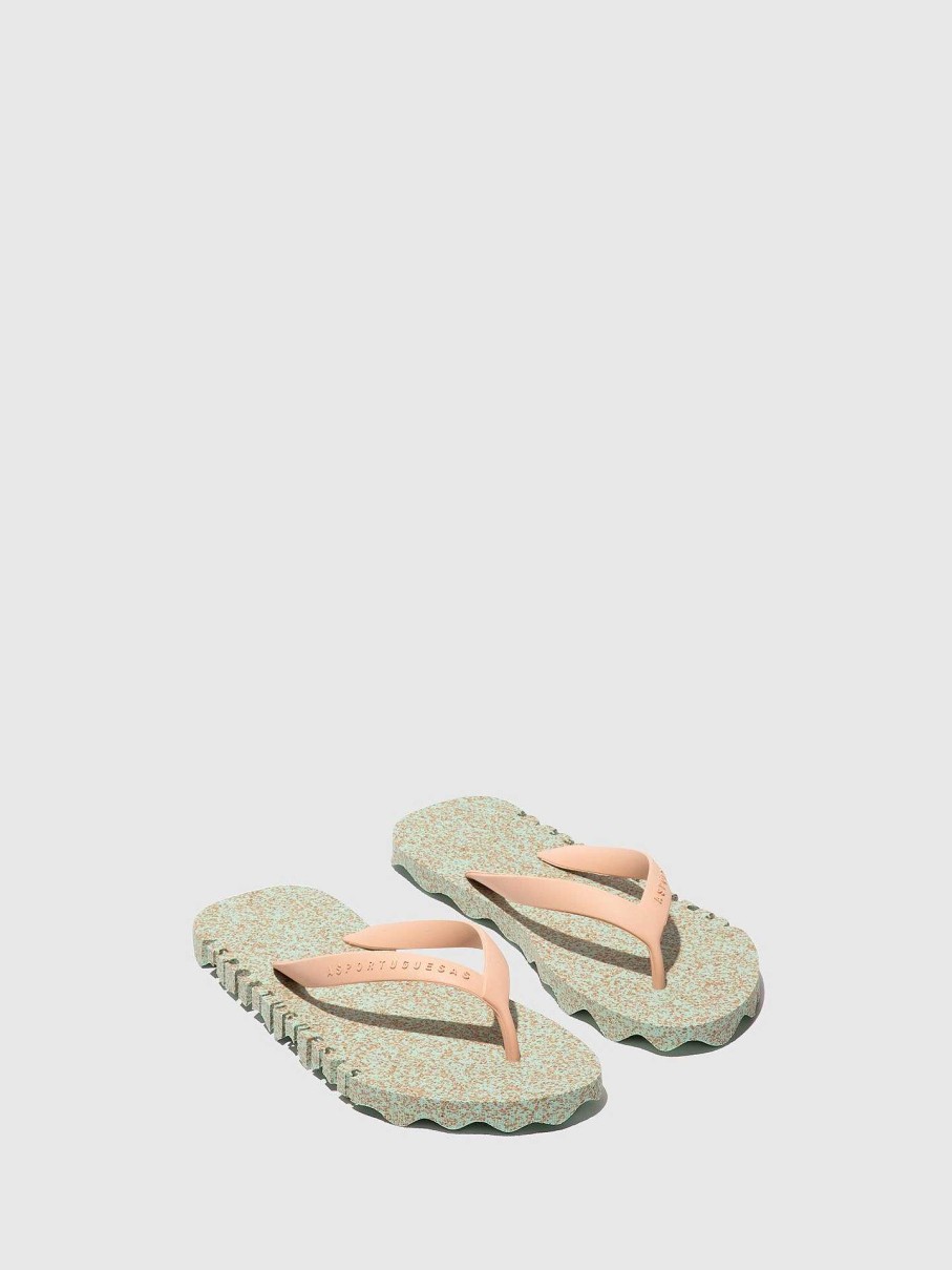 Women ASPORTUGUESAS Bumpy | Beach Flip-Flops Bumpy Mint & Pink Strap