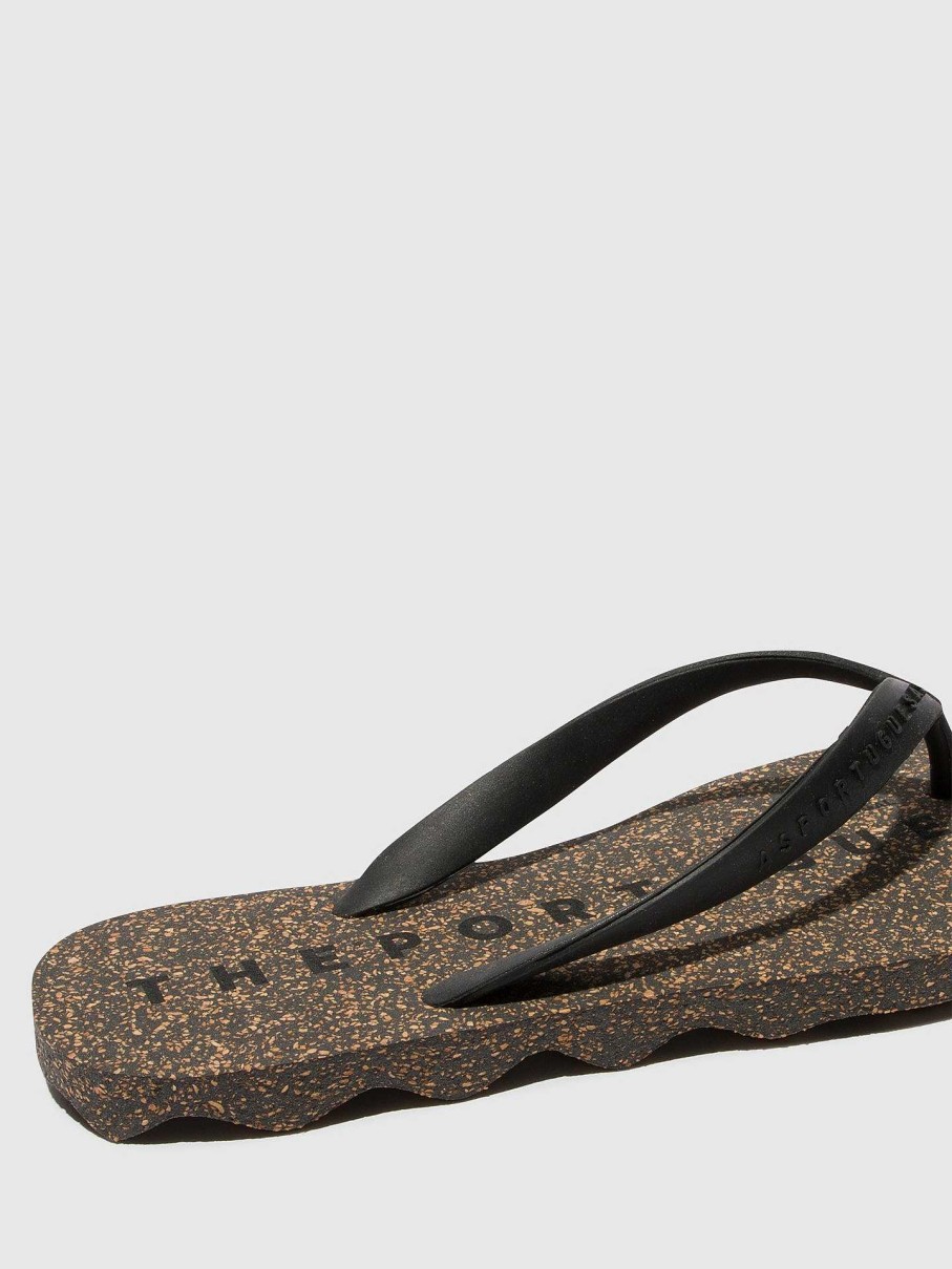 Women ASPORTUGUESAS Base | Beach Flip-Flops Base Black & Black Strap