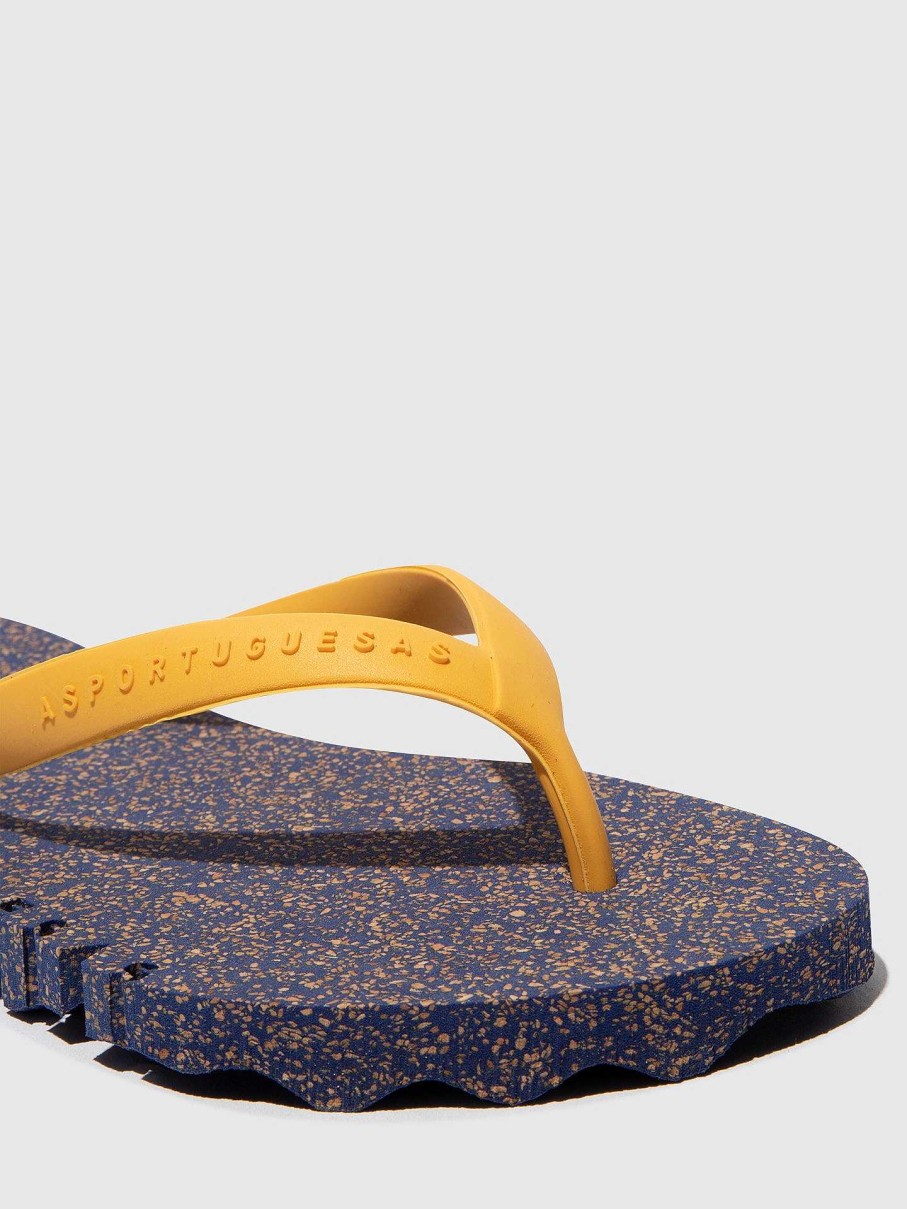 Women ASPORTUGUESAS Bumpy | Beach Flip-Flops Bumpy Blue & Yellow Strap