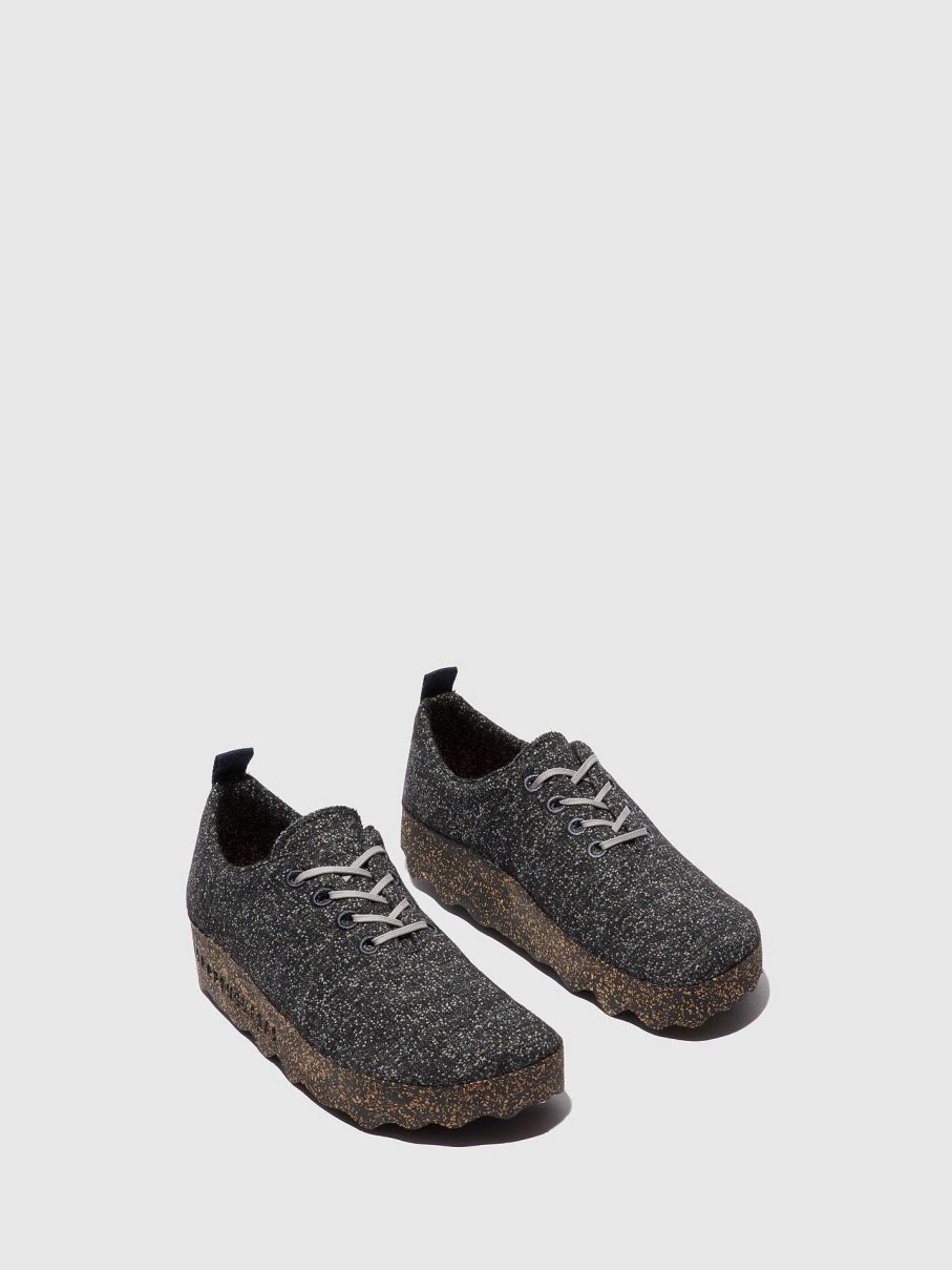 Men ASPORTUGUESAS Camp | Lace-Up Trainers Camp Black Merino Wool