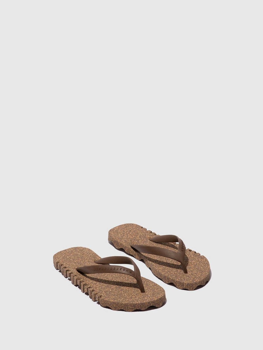 Women ASPORTUGUESAS Bumpy | Beach Flip-Flops Bumpy Brown & Brown Strap