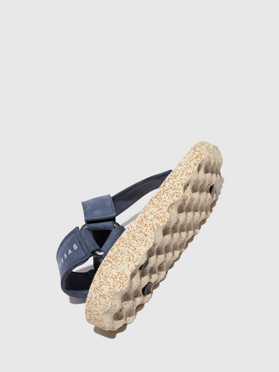 Women ASPORTUGUESAS Fizz | Velcro Sandals Fizz Navy Suede