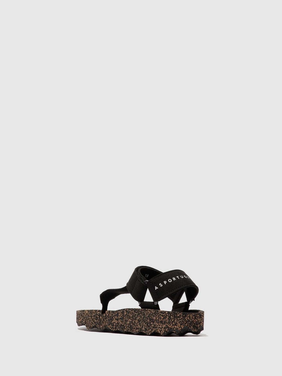 Women ASPORTUGUESAS Fizz | Thong Sandals Fizz Black Suede