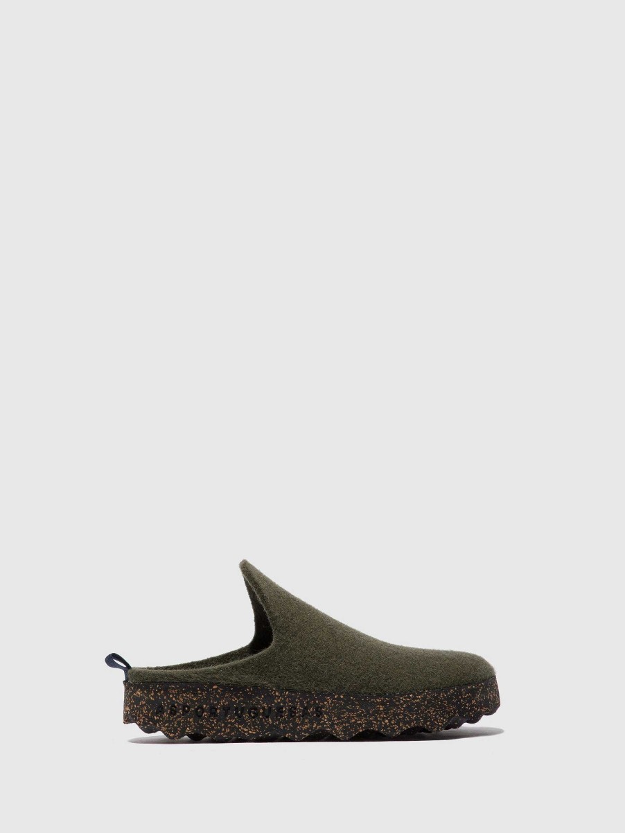 Women ASPORTUGUESAS Come | Round Toe Mules Come Military Green