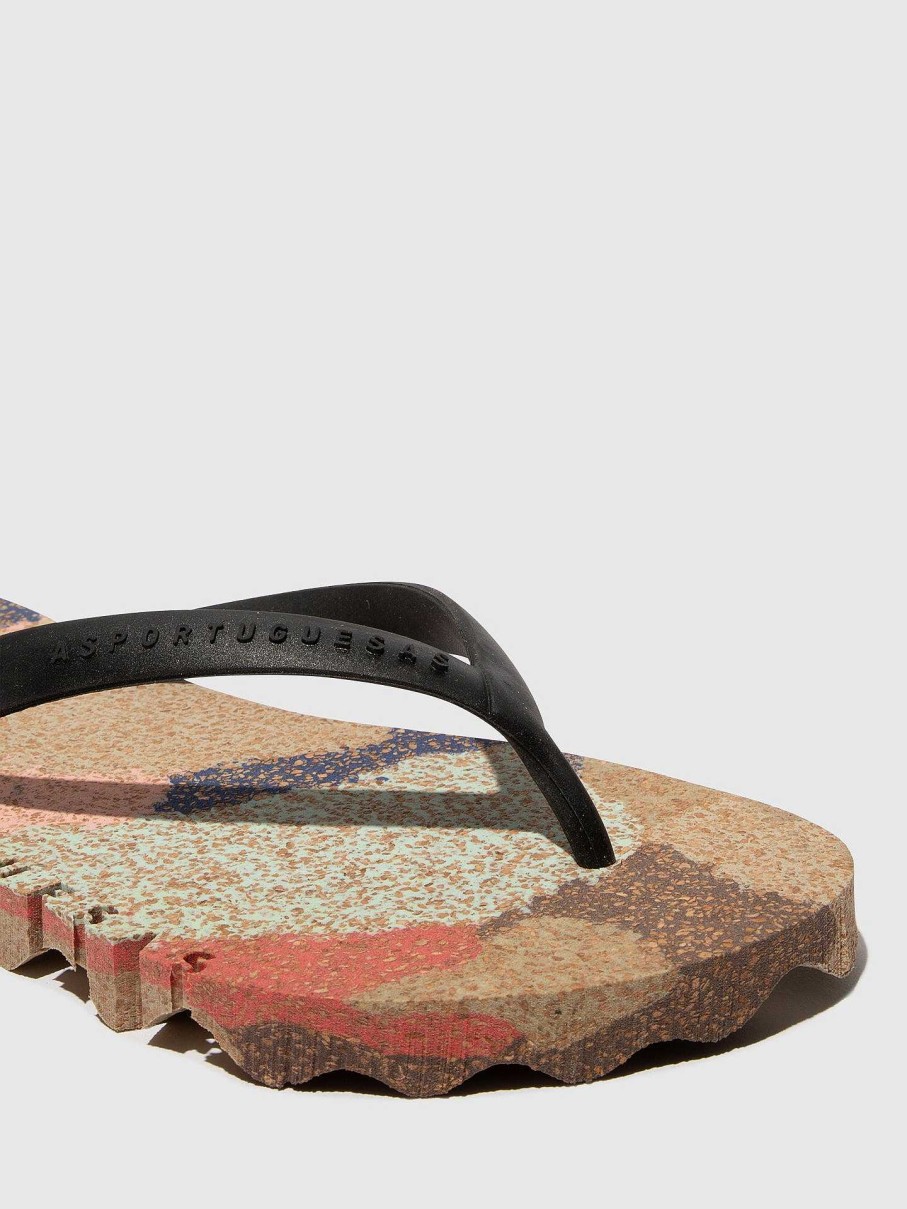 Women ASPORTUGUESAS Bumpy | Beach Flip-Flops Bumpy Multi. & Black Strap