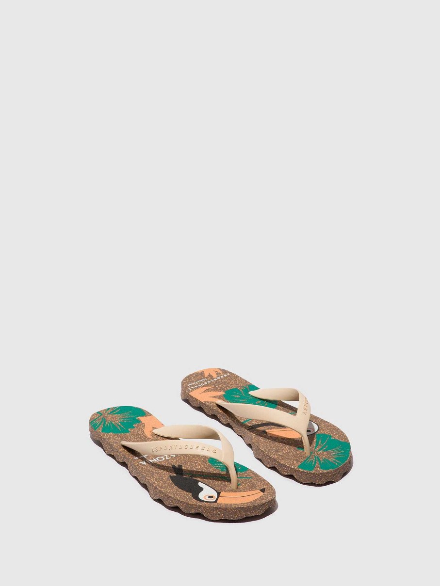 Women ASPORTUGUESAS Amazonia | Beach Flip-Flops Amazonia Brown & Cream Strap