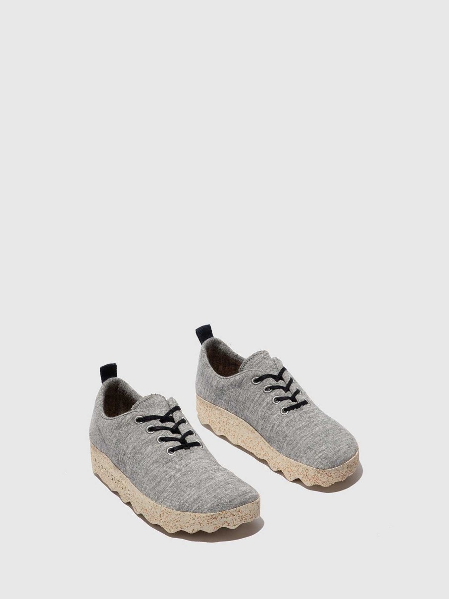 Women ASPORTUGUESAS Camp | Lace-Up Trainers Camp Grey Merino Wool