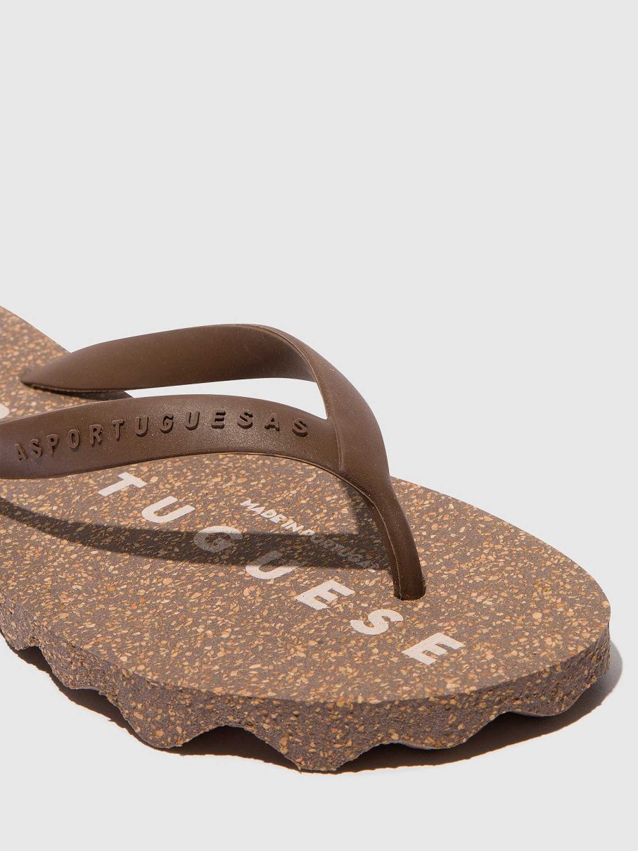 Women ASPORTUGUESAS Base | Beach Flip-Flops Base Brown & Brown Strap