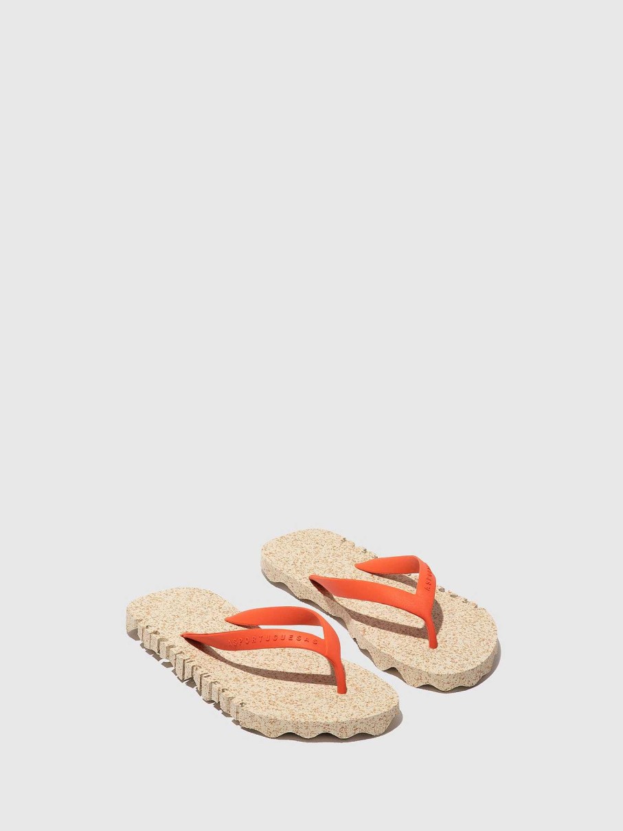 Women ASPORTUGUESAS Bumpy | Beach Flip-Flops Bumpy Natural & Red Strap