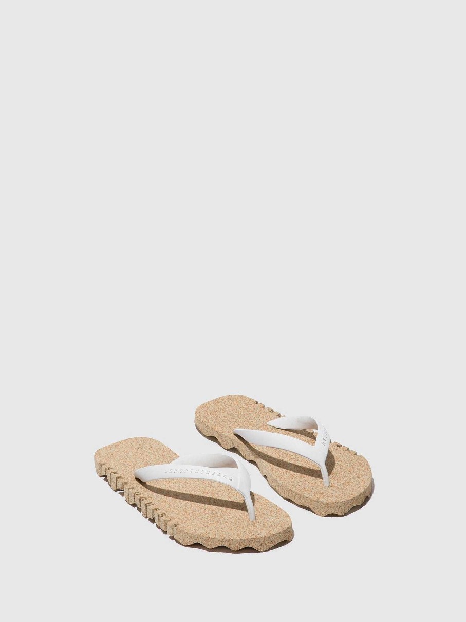 Women ASPORTUGUESAS Bumpy | Beach Flip-Flops Bumpy Natural & White Strap