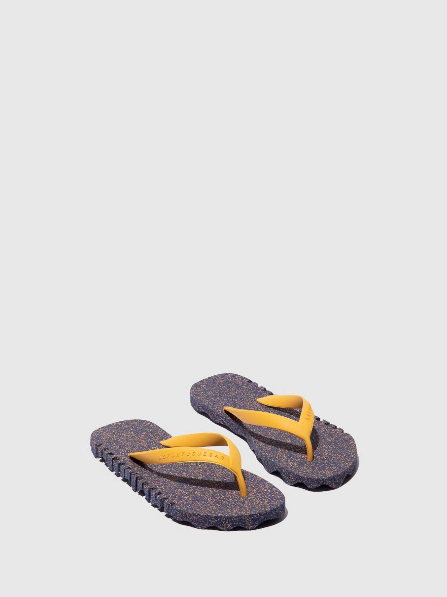 Women ASPORTUGUESAS Bumpy | Beach Flip-Flops Bumpy Blue & Yellow Strap