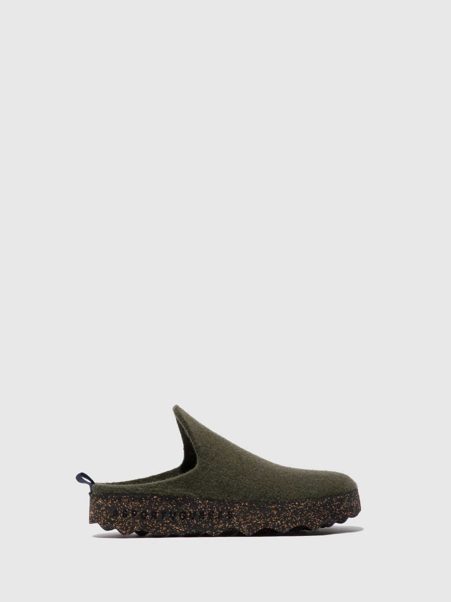 Men ASPORTUGUESAS Come | Round Toe Mules Come Military Green