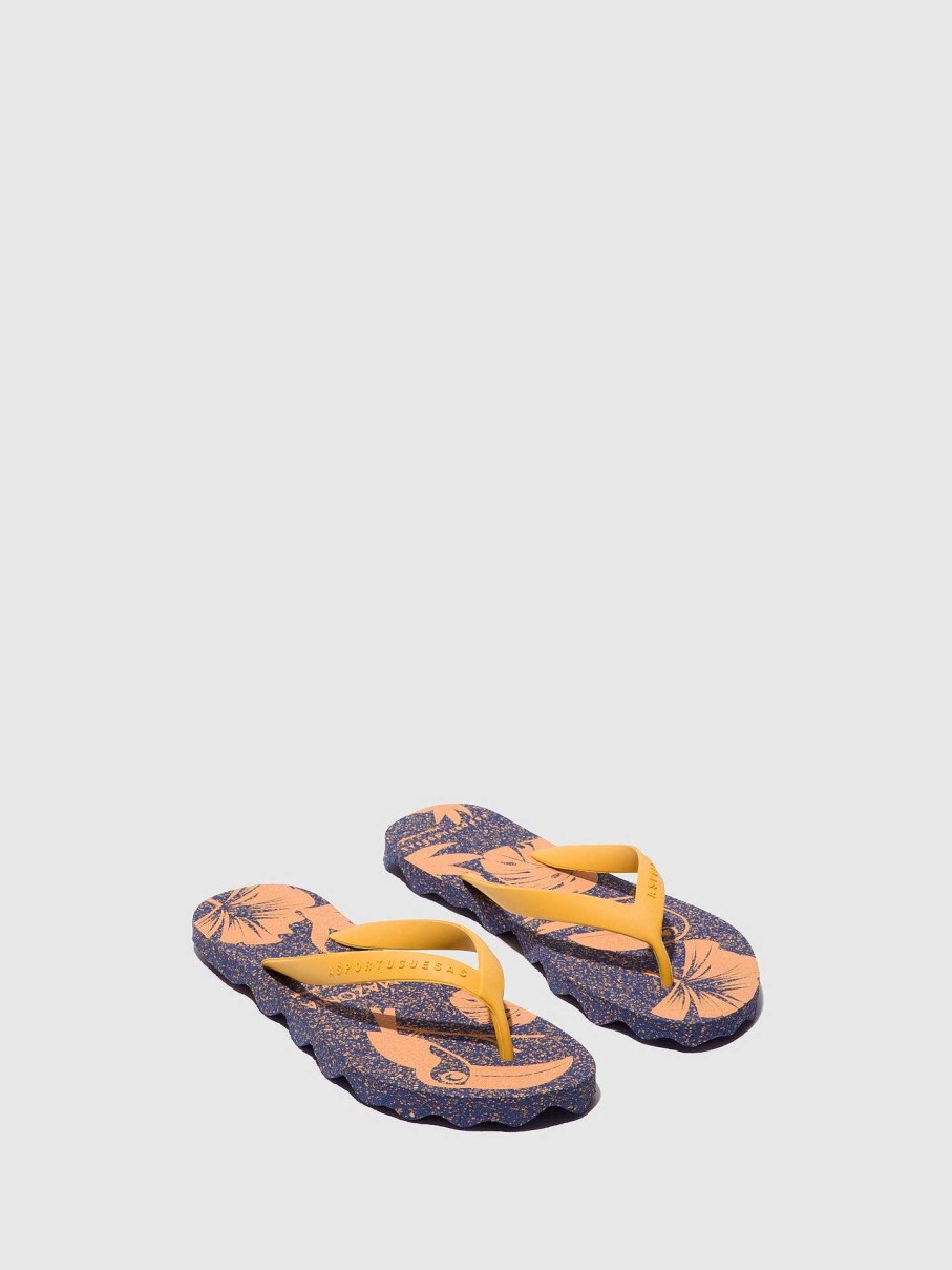 Women ASPORTUGUESAS Amazonia | Beach Flip-Flops Amazonia Blue & Yellow Strap