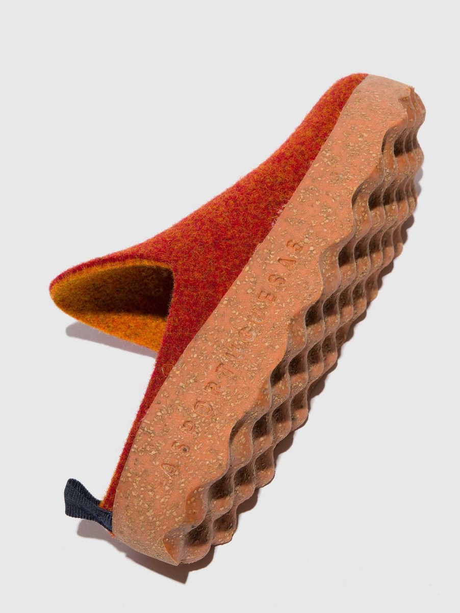 Women ASPORTUGUESAS Come | Round Toe Mules Come Red Orange