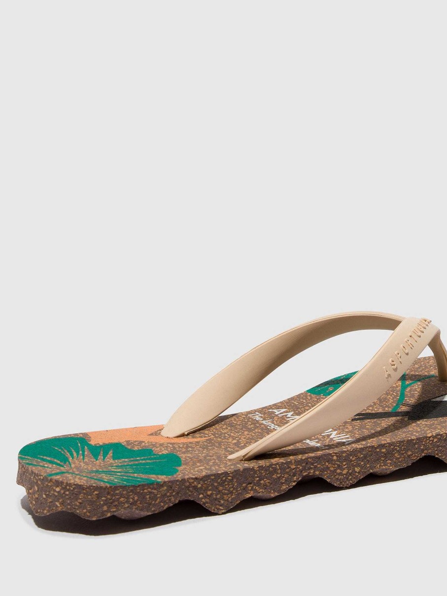 Women ASPORTUGUESAS Amazonia | Beach Flip-Flops Amazonia Brown & Cream Strap